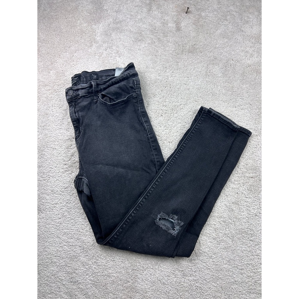 Lucky Brand Jeans Women's Faded Black Size 14 Ankle Distressed Stretch Skinny